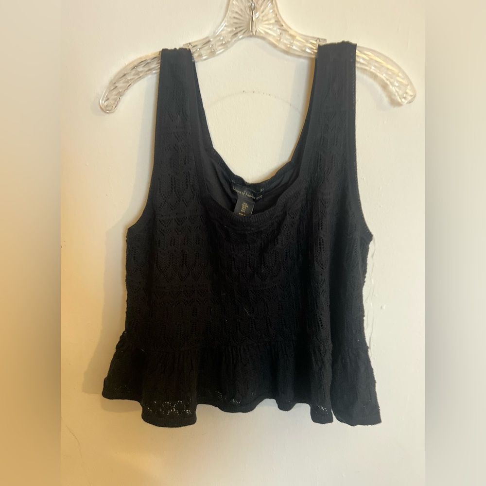 NWT House of Harlow Black Crochet Crop Top, size large